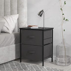 SIMPLE HOUSEWARE 2 Tier Night Stands Dresser for Bedroom Organizer Drawer Storage Tower, Dark Grey