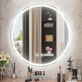 24 Inch Round LED Bathroom Mirror,Front & Backlit Lighted Bathroom Vanity Mirror, 6000K, CRI 90+, Dimmable, Touch, Anti-Fog