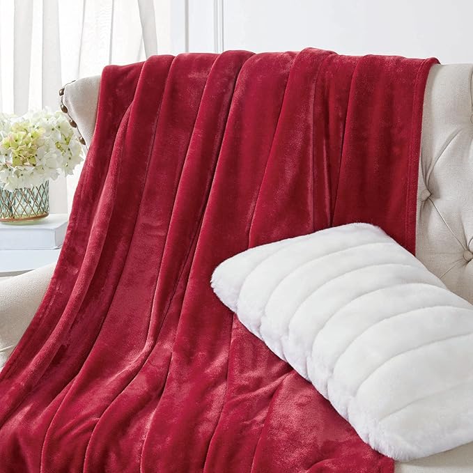 Walensee Fleece Blanket Plush Throw Fuzzy Lightweight (XL-Twin Size 66x90 Red) Super Soft Microfiber Flannel Blankets for Couch, Bed, Sofa Ultra Luxurious Warm and Cozy for All Seasons