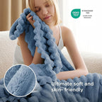 Bedsure GentleSoft Fall Throw Blanket for Couch - Cozy Soft Blankets for Women, Cute Small Throws for Girls, Ashley Blue, 50x60 Inches