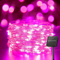 Minetom Solar String Lights for Outside, 33Ft 100 LED Outdoor Solar Fairy Lights, 8 Modes Balcony Lights for Tree Patio Christmas Party Wedding Decor (Pink)