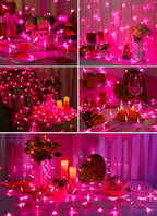 Pink Christmas Mini Lights, 39Feet 100 LED Pink String Light with 8 Lighting Modes, Connectable Valentine's Lights for Indoor Outdoor Valentine's Day Garland Wreath Holiday Decoration, White Wire