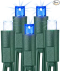 Brizled Blue & White Christmas Lights, 33ft 100 LED 5MM Wide Angle Christmas Lights, Mini String Lights Connectable, UL Listed Xmas Tree Light for Indoor Outdoor Holiday Party Decor, Green Wire
