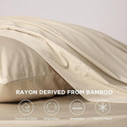 Bedsure Cooling Sheets Twin XL, Rayon Derived from Bamboo, Breathable & Soft Twin XL Sheet Sets, Deep Pocket Up to 16 Inches, Hotel Luxury Silky Dorm Bedding for Hot Sleepers, Beige
