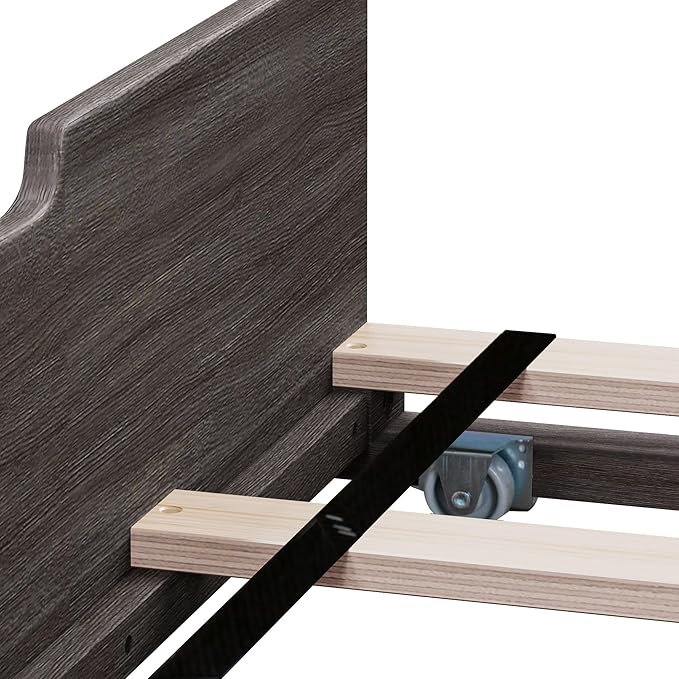 Max & Lily Full Bed, Wood Bed Frame with Headboard For Kids with Trundle, Slatted, Clay