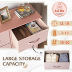 WLIVE Fabric Dresser for Bedroom, Tall Dresser with 8 Drawers, Storage Tower with Fabric Bins, Double Dresser, Chest of Drawers for Closet, Playroom, Dormitory, Pink and Rose Gold