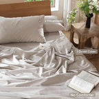 MooMee Bedding Duvet Cover Set 100% Washed Cotton Linen Like Textured Breathable Durable Soft Comfy (Solid Light Tan, Palatial King/Oversized King 120"x98")