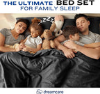 DREAMCARE King Size Sheets Set – 4 pcs Cooling Sheets – up to 21” Deep Pocket King Sheet Set – Hotel Luxury Sheets & Pillowcases – Superior Softness 100% Fine Microfiber with Side Pocket – Black