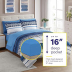 Sweet Home Collection 7 Piece Comforter Set Bag Solid Color All Season Soft Down Alternative Blanket & Luxurious Microfiber Bed Sheets, Mediterranean, Queen