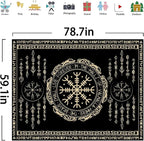 OSUNBD Nordic Vikings Tapestry Magical Runic Compass Wall Hanging Home Decor Vegvisir Runes Artwork Pagan Tapestry Art Hanging Decor Large Size 78.7”x59.1” for Bedroom Living Room Dorm