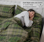RUVANTI Flannel Sheets California King Size - 100% Cotton Brushed Cal King Bed Sheets Set - Deep Pockets 14 Inches - All Seasons Breathable & Extra Soft - Warm & Cozy, 4 Piece, DNA Plaid