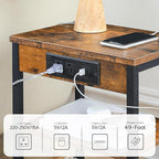 HOOBRO Side Table with Charging Station and USB Port, Small End Table for Small Space, 3-Tier Nightstand with Adjustable Shelf, for Living Room, Bedroom and Balcony, Rustic Brown BF112BZ01