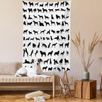 Ambesonne Dog Lover Tapestry, Silhouettes of Different Breeds of Dogs Chow Chow Shepherd Pinscher Spaniel, Wall Hanging for Bedroom Living Room Dorm Decor, 60" X 80", Black White