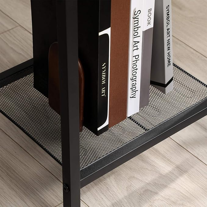 VASAGLE End Table Set of 2, 3-Tier Nightstands, Side Table for Small Space in Living Room, Bedroom, Steel Frame, Easy Assembly, 2-Pack, Chestnut Brown