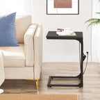 TUTOTAK C Shaped End Table with Charging Station, Side Table for Sofa, Couch Table with Storage Bag, Set of 2, TV Tray Table with 2 USB Ports and Outlets for Living Room, Bedroom, Black TB01BK0242