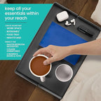 Modern Innovations Large Black Bedside Shelf for Bed, 1 Count Clip On Nightstand with Cup Holder and Cord Holder, College Dorm Bunk Bed Shelf for Top Bunk or Kids Bedroom