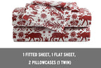 Eddie Bauer - Queen Sheets, Cotton Flannel Bedding Set, Brushed for Extra Softness, Cozy Home Decor (Arcadia Red, Queen)