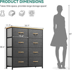 YITAHOME Dresser with 8 Drawers - Fabric Storage Tower, Organizer Unit for Bedroom, Living Room, Hallway, Closets - Sturdy Steel Frame, Wooden Top & Easy Pull Fabric Bins