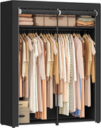 SONGMICS Closet Wardrobe, Portable Closet for Bedroom, Clothes Rail with Non-Woven Fabric Cover, Clothes Storage Organizer, 55.1 x 16.9 x 68.5 Inches, Black URYG02BK