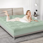 Dual Layer 3 Inch Memory Foam Mattress Topper Full Size, 2 Inch Gel Memory Foam Plus 1 Inch Cooling Pillow Top Mattress Pad Cover, with 8-21 Inch Deep Pocket, Green