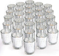 LETINE Silver Votive Candle Holders Set of 36 - Speckled Mercury Silver Glass Candle Holder Bulk - Ideal for Halloween & Thanksgiving Decorations Indoor，Wedding Centerpieces，Home Decor