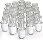 LETINE Silver Votive Candle Holders Set of 36 - Speckled Mercury Silver Glass Candle Holder Bulk - Ideal for Halloween & Thanksgiving Decorations Indoor，Wedding Centerpieces，Home Decor