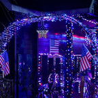 JMEXSUSS 4 Pack 50LED Red White Blue Fairy Lights Battery Operated for 4th of July, Patriotic Lights for Independence Day Decorations