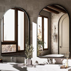 HARRITPURE 20"x30" Arched Bathroom Mirror - Wall Mounted Mirror - Black Arch Mirror - Aluminum Alloy Frame Bathroom Mirror Living Room, Bedroom and Entryway