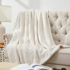 Walensee Sherpa Blanket (Throw Size 50”x60” Off White) Super Soft Fleece Plush Blankets for Bed, Couch, Sofa, Fuzzy Warm Cozy Microfiber Flannel Lightweight Throw Blanket for Adults, Man, Woman