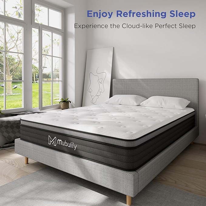 King Mattress,12 Inch Hybrid Pillow Top King Size Mattress,Individually Wrapped Pocket Coils Innerspring for a Cool Sleep & Pressure Relief,Medium Firm Feel with Motion Isolation.