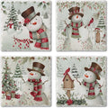 Thirstystone Brown Hat Snowman 4 Pack Assorted Tumbled Tile Stone Coasters with Protective Cork Backing 4" Square Manufactured in The USA