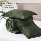 Bedsure Oversized Queen Comforter Set - Dark Green Soft Bedding for All Seasons, Cationic Dyed Bed Set, 3 Pieces, 1 Oversized Queen Size Comforter (98"x98") and 2 Pillow Shams (20"x26"+2")