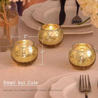 LAMORGIFT 12 Pcs Gold Votive Candle Holders -Gold Mercury Glass Candle Holders, Diwali Decorations for Home, Wedding Centerpieces for Tables, Christmas Tea Light Holders