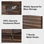 Decorative Key Holder for Wall with Shelf, Entryway Shelf with Hooks Holds Leashes, Jackets and Glasses – Sturdy Wood Keyholder Entrance Hanger with Mounting Hardware (Brown, Large)