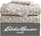 Eddie Bauer - Full Sheets, Cotton Flannel Bedding Set, Brushed For Extra Softness, Cozy Home Decor (Little Creek Pine Cone Beige, Full)
