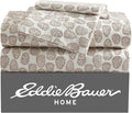 Eddie Bauer - Twin Sheets, Cotton Flannel Bedding Set, Brushed For Extra Softness, Cozy Home Decor (Little Creek Pine Cone Beige, Twin)