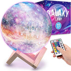 Mind-Glowing Galaxy Moon Lamp with Multi Colors, Touch/Remote, Wood Stand - Teen Girl Room Decor, Trendy Stuff - Christmas Gift for Any Year Old Teenage Girl - Cool Night Light for Kids (7.1 inch)