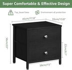 BOLUO Black Nightstands Set of 2, 2 Drawer Dresser for Bedroom Night Stand Small Nightstands End Table with Fabric Drawers Modern