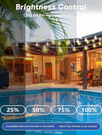 SUNSGNE 25FT G40 LED White Outdoor String Lights, White Patio Lights with 25 Shatterproof LED Clear Globe Bulbs for Patio Garden Porch Pergola Bistro Outside Decor