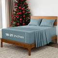Mellanni Extra Deep Split King Sheets - 5 PC Iconic Collection Bedding - Hotel Luxury, Ultra Soft, Cooling Bed Sheets - Wrinkle, Fade, Stain Resistant (Split King, Spa Blue)