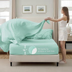 Bedsure Full Comforter Set Mint Green - Bed in a Bag Full Size Bedding Set 7 Pieces, GentleSoft™ Pintuck Bed Set Gift for Family, Pinch Pleat All Season Comforter with Sheets, Pillowcases & Shams