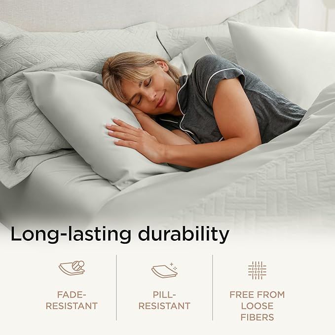 Threadmill Luxury 800 Thread Count California King 100% Cotton Sheets - Light Grey Sateen Weave Bed-Sheets, Better Than Egyptian Cotton, 4 Pc Solid Bed Set, Fits 16" Deep Pocket