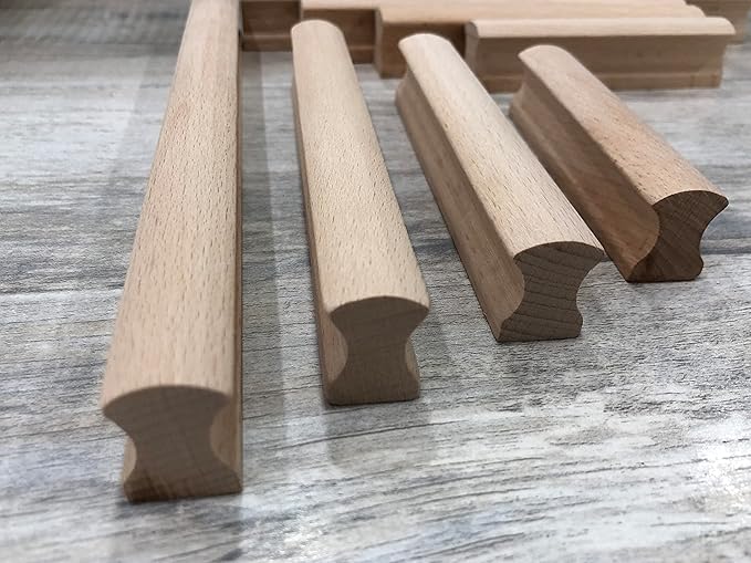 6Pcs Unfinished Beech Wood Solid Furniture Pulls Handles,Unpainted Paintable Wooden Handles Cupboard Closet Drawer Handle Pull,L5.12,HD 3.78"