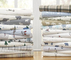 Eddie Bauer - Queen Sheets, Cotton Flannel Bedding Set, Brushed For Extra Softness, Cozy Home Decor (Snow Days, Queen)