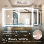 Keonjinn 48 x 28 Inch LED Bathroom Mirror, Lighted Bathroom Mirror with Lights, Shatter-Proof Tempered Glass, UL-Listed LED Driver, Fog Free, Dimmale 6000K, Easy to Install(Horizontal/Vertical)