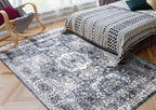 Keen Home Design Area Rugs - Non-Shedding, Thick Pile Abstract Rugs for Kitchen, Living Room, Bedroom, Dining Room, Entryway (Medallion Grey/Blue/Cream, 5'11'' x 9'2'')