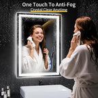 30"x22" LED Bathroom Mirror with Anti-Fog, Stepless Dimmable Lights, 3 Color Modes, Shatter-Proof Tempered Glass, Memory Function & Waterproof Design
