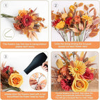 2 Pcs Artificial Fall Flowers Bouquet for Decoration, Fall Fake Silk Flower Arrangement Faux Autumn Flowers Fall Decorations for Home Indoor Office Wedding Bride Bouquets Table Centerpieces Fall Decor