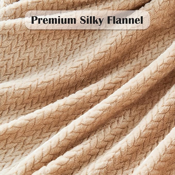 NEWCOSPLAY Super Soft Throw Blanket Brown Premium Silky Flannel Fleece Leaves Pattern Lightweight Bed Blanket All Season Use (Brown, Throw(50"x60"))