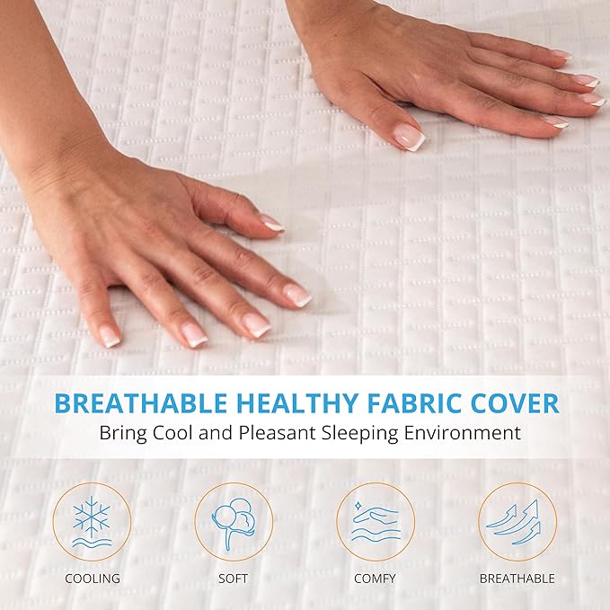EGO Gel Memory Foam Mattress Topper, 3 Inch King with Removable Breathable Soft Cover, Cooling Bed Topper for Comfort Body Support & Pressure Relief, CertiPUR-US Certified